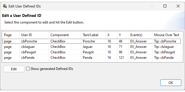 UserDefinedIds defined for example item shown in Figure 5.2.