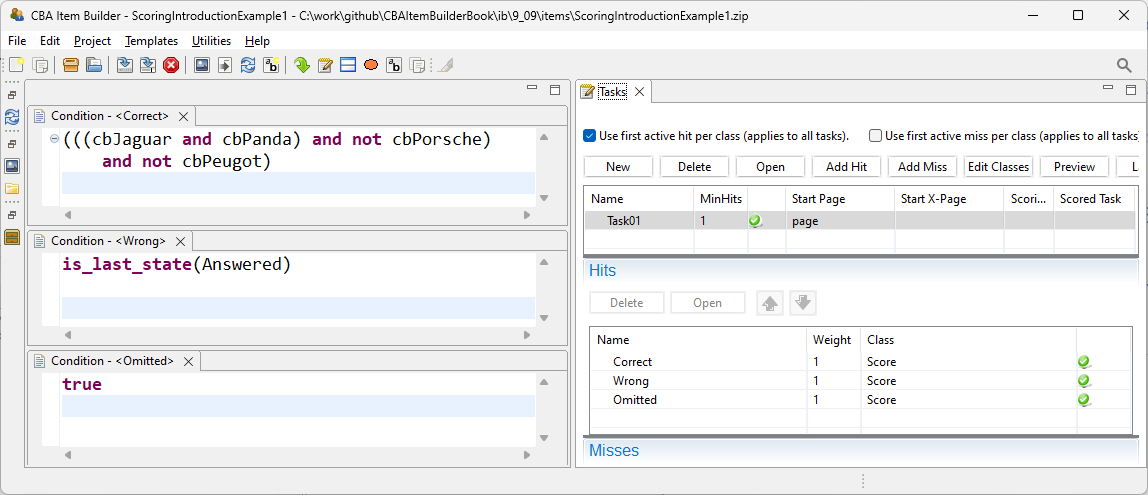 Condition Syntax for the Hit-condition Correct of the item shown in Figure 5.2.