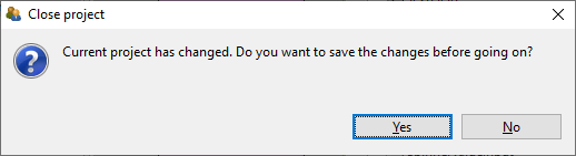 Dialog asking to save the changes in the current project.