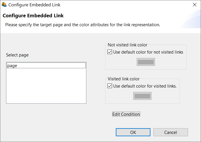 Dialog to Configure Embedded Link in HTMLTextFields.