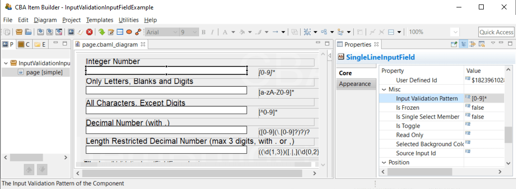 Property Input Validation Pattern in the Properties-view.