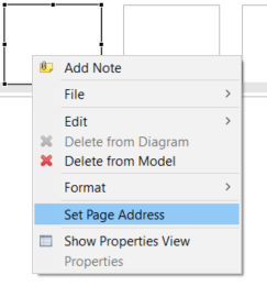 Context menu of ExternalPageFrame-components.