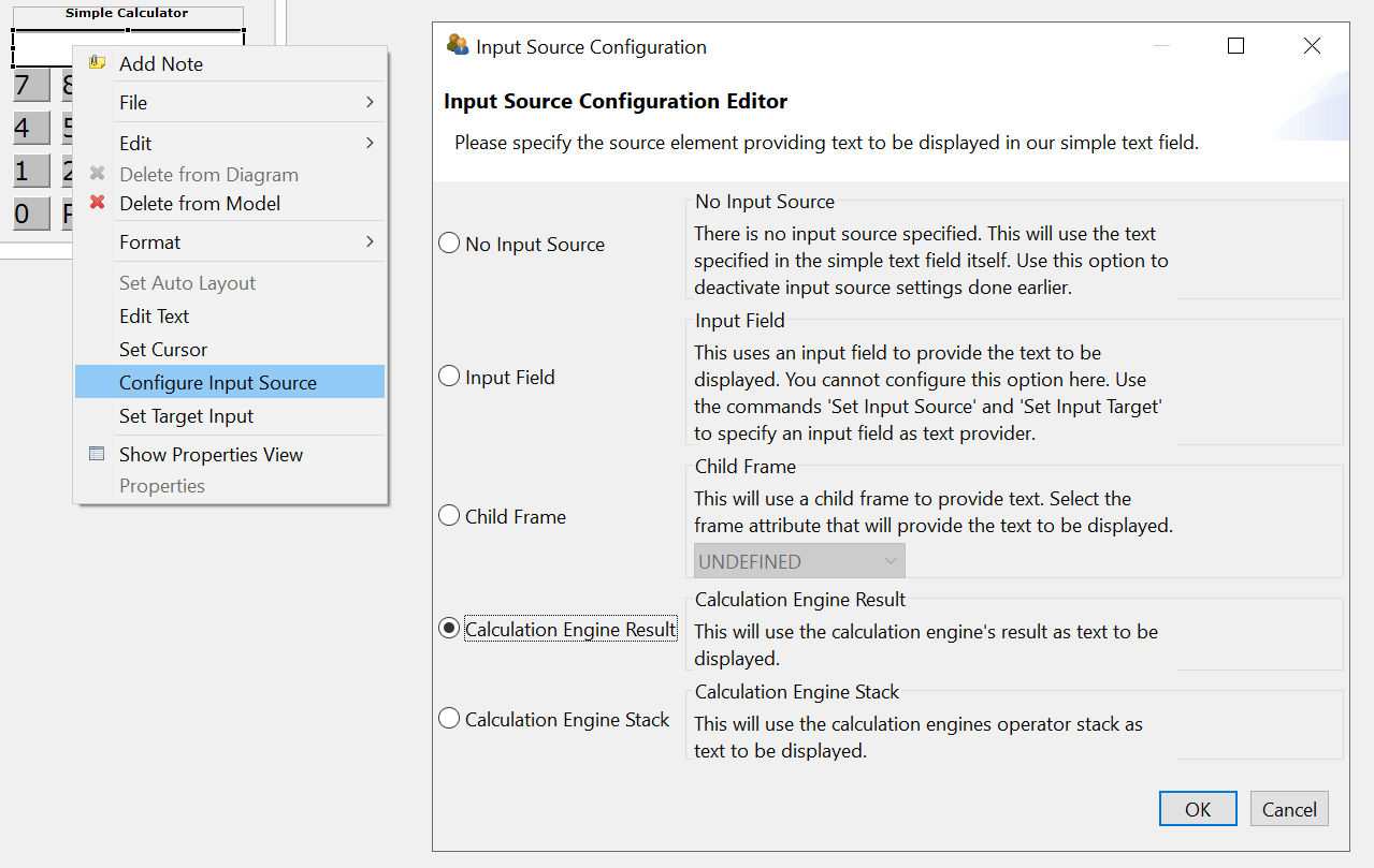 Input Source Configuration Editor to define the Input Source of SimpleTextFields`.