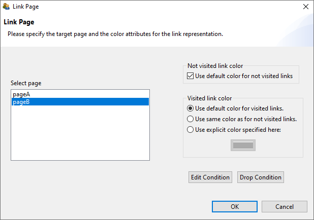 Dialog Link Page used for components of different type.