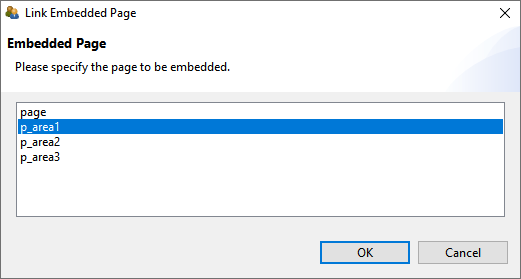Link Embedded Page dialog for PageAreas.