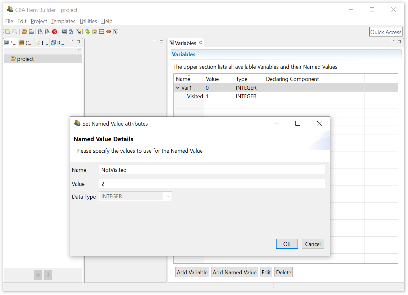 Set Named Value attributes dialog.