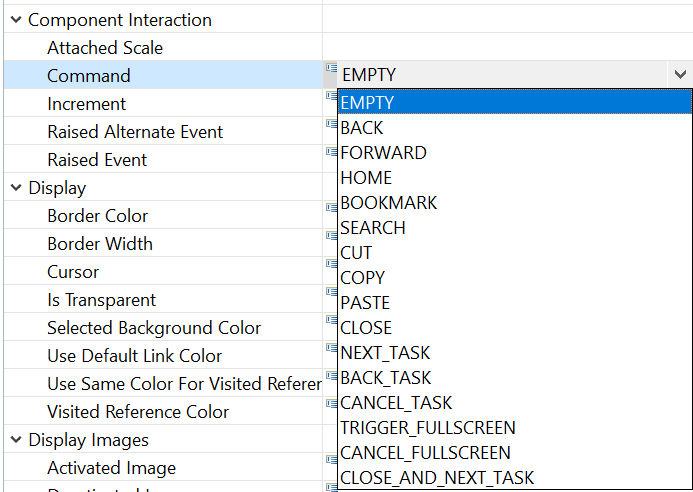 Property Command in section Component Interaction.