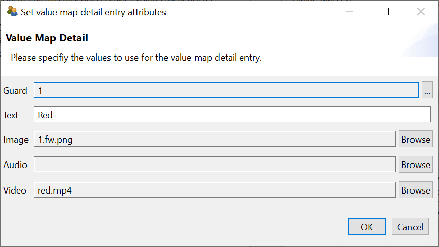 Dialog Set value map detail entry attributes.