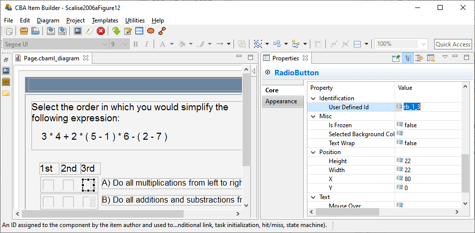 Properties view section Identification to define a UserDefinedId.